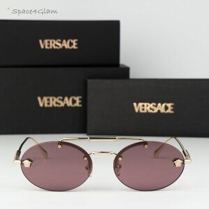 Versace Men Sunglasses Gold Violet Pilot VE2295 1252/1A NEW AUTHENTIC